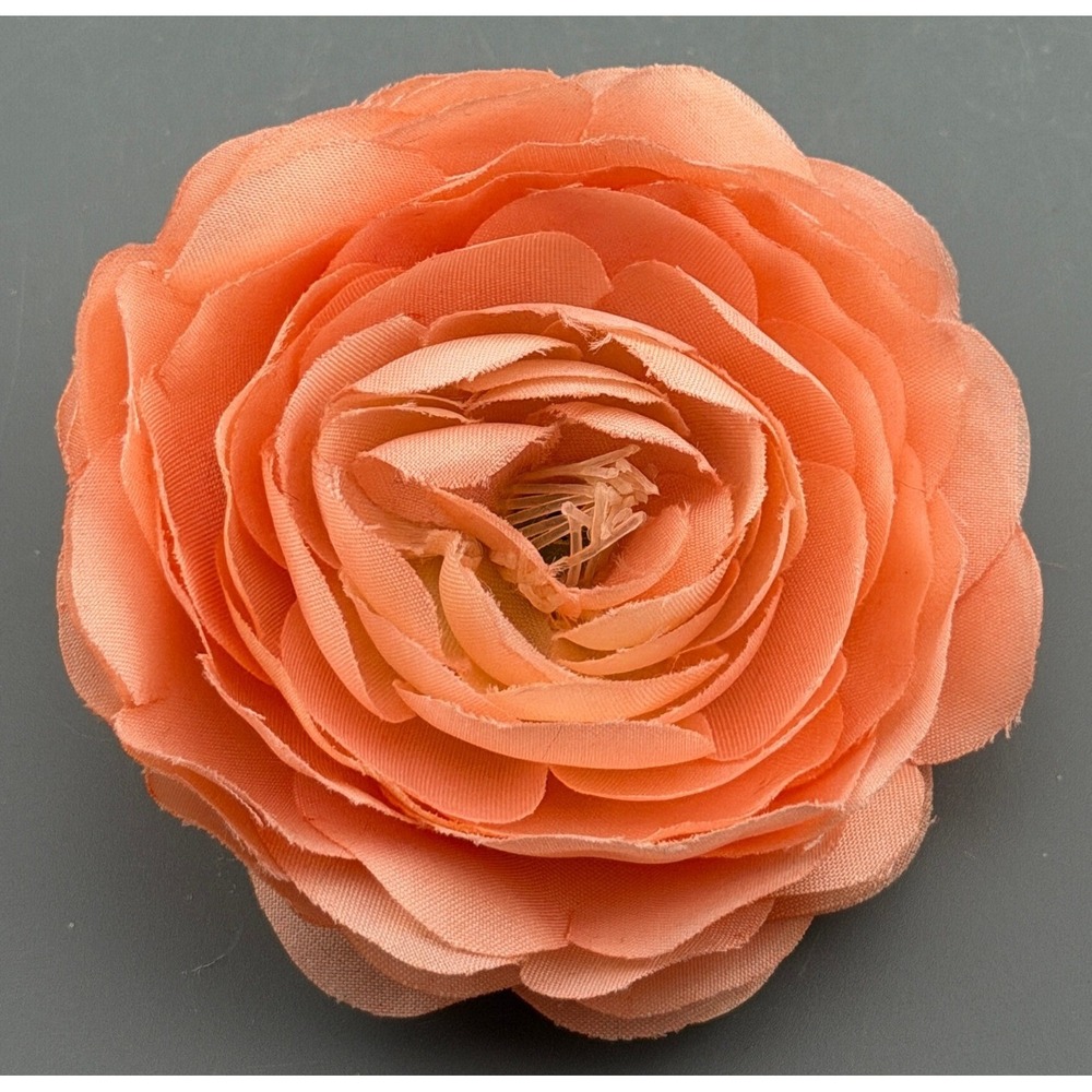 Vintage Ali Khan New York Cloth Flower Brooch Peach Y2K Flower Power 3"